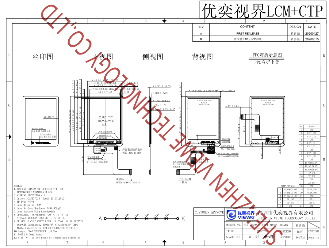 2.8寸480*640显示触摸屏